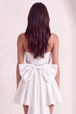 Sparkly White Corset Strapless Short Cocktail Dress with Rhinestone