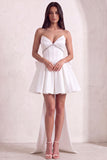 Sparkly White Corset Strapless Short Cocktail Dress with Rhinestone