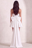 Sparkly White Corset Strapless Short Cocktail Dress with Rhinestone