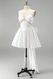 Sparkly White Corset Strapless Short Cocktail Dress with Rhinestone