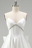 Sparkly White Corset Strapless Short Cocktail Dress with Rhinestone