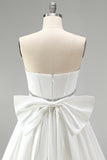 Sparkly White Corset Strapless Short Cocktail Dress with Rhinestone