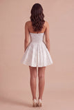Sparkly Beaded White A-Line Strapless Short Cocktail Dress with Pearls