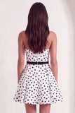 White A-Line Strapless Polka Dots Short Cocktail Dress with Belt