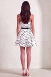 White A-Line Strapless Polka Dots Short Cocktail Dress with Belt