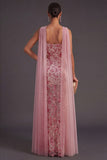 Dusty Rose Sparkly Sequin Halter Sheath Long Wedding Guest Dress with Slit