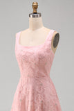 Green Sparkly Floral A Line Square Neck Long Wedding Guest Dress with Beading