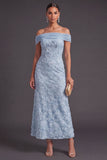 Green Sparkly Floral Off the Shoulder Mermaid Long Wedding Guest Dress with Beading