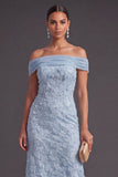 Green Sparkly Floral Off the Shoulder Mermaid Long Wedding Guest Dress with Beading