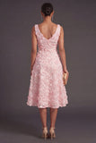 Blue Sparkly Floral V-Neck A Line Long Wedding Guest Dress with Beading