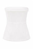 2 Piece White Double Breasted Strapless Business Suits with Pockets