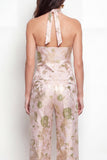 2 Piece Green Floral Single Breasted Business Suits with Pockets