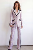 Peak Lapel 2 Piece Purple Floral Single Breasted Business Suits