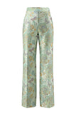 2 Piece Round Neck Green Flower Single Breasted Business Suits with Pockets