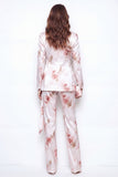 Peak Lapel White Red Flower 2 Piece Business Suits with Ruffles