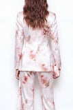 Peak Lapel White Red Flower 2 Piece Business Suits with Ruffles