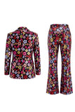 Single Breasted Black Floral 2 Piece Peak Lapel Business Suits with Pockets