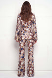Single Breasted Black Floral 2 Piece Peak Lapel Business Suits with Pockets