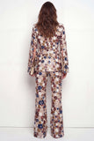Single Breasted Black Floral 2 Piece Peak Lapel Business Suits with Pockets
