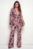 Single Breasted Black Floral 2 Piece Peak Lapel Business Suits with Pockets