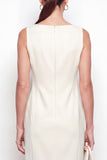 Boat Neck Ivory Midi Work Dress with Pockets