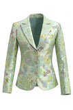 Single Breasted Yellow Flower Midi 2 Piece Peak Lapel Business Suits