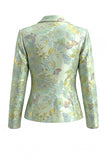 Single Breasted Yellow Flower Midi 2 Piece Peak Lapel Business Suits