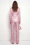 2 Piece Pink Fuchsia Floral Single Breasted Peak Lapel Business Suits with Pockets