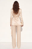 Peak Lapel Champagne 2 Piece Ruched Business Suits with Sash