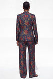 Single Breasted Black 2 Piece Floral Peak Lapel Business Suits with Pockets