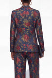 Single Breasted Black 2 Piece Floral Peak Lapel Business Suits with Pockets
