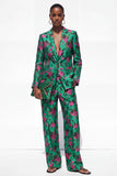 Single Breasted Black 2 Piece Floral Peak Lapel Business Suits with Pockets
