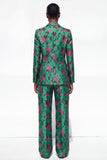 Single Breasted Black 2 Piece Floral Peak Lapel Business Suits with Pockets