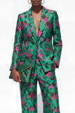 Single Breasted Black 2 Piece Floral Peak Lapel Business Suits with Pockets