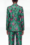 Single Breasted Black 2 Piece Floral Peak Lapel Business Suits with Pockets