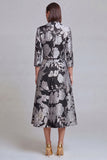 Black Silver Notched Lapel Floral Long Prom Suits with Pockets