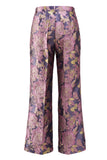 2 Piece Navy Pink Floral V-Neck Long Prom Suits with Belt