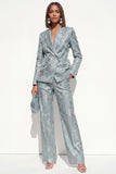 2 Piece Blush Floral Peak Lapel Double Breasted Prom Suits with Pockets