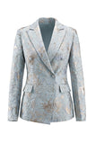 2 Piece Blush Floral Peak Lapel Double Breasted Prom Suits with Pockets