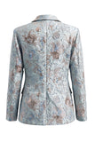 2 Piece Blush Floral Peak Lapel Double Breasted Prom Suits with Pockets