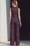 Navy V-Neck 2 Piece Double Breasted Prom Suits with Pockets