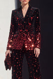 Sparkly Black Champagne Peak Lapel 2 Piece Sequins Prom Suits