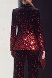 Sparkly Black Champagne Peak Lapel 2 Piece Sequins Prom Suits
