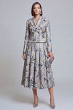 Ivory Yellow Flower Peak Lapel Single Breasted Blazer Dress with Pockets