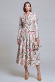 Ivory Yellow Flower Peak Lapel Single Breasted Blazer Dress with Pockets
