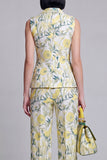 Ivory Yellow Flower Peak Lapel Double Breasted Prom Suits