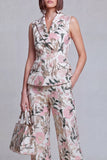 Ivory Yellow Flower Peak Lapel Double Breasted Prom Suits