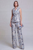 Ivory Yellow Flower Peak Lapel Double Breasted Prom Suits