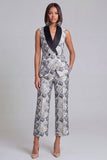 Black 2 Piece Floral Shawl Lapel Prom Suits with Pockets