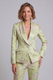 Sage Green Shawl Lapel 2 Piece Single Breasted Wide Leg Prom Suits